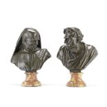 A pair of 19th century French patinated bronze busts of Dante and Charon (2)