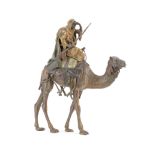 Franz Bergman (Austrian, 1861-1936): A cold painted bronze Orientalist figural group of an Arab ...