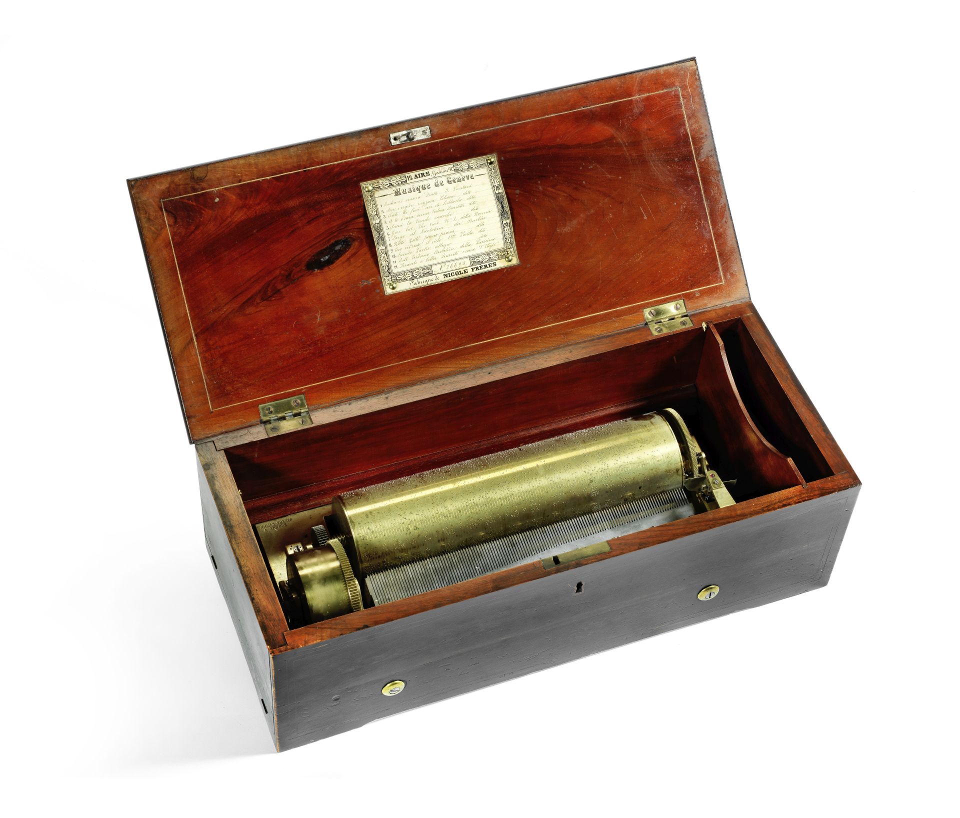 A Nicole Freres key-wound two-per-turn cylinder musical box, Swiss, Circa 1844