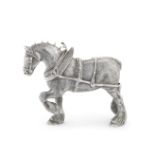 A silver model of a shire horse S M D Castings, London 1973