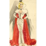 Ronald Cobb (British, 1907-1977): An original costume design of a Murray's Cabaret Club showgirl ...