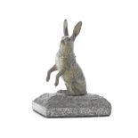 An early 20th century Austrian cold painted bronze novelty hare inkwell