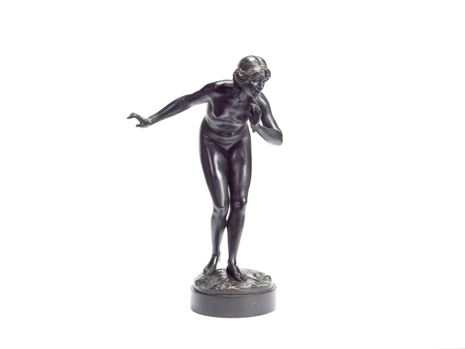 Martin G&#246;tze (German 1865-1931): A patinated bronze figure of 'Die Stille ('The Quiet)' - Image 2 of 2