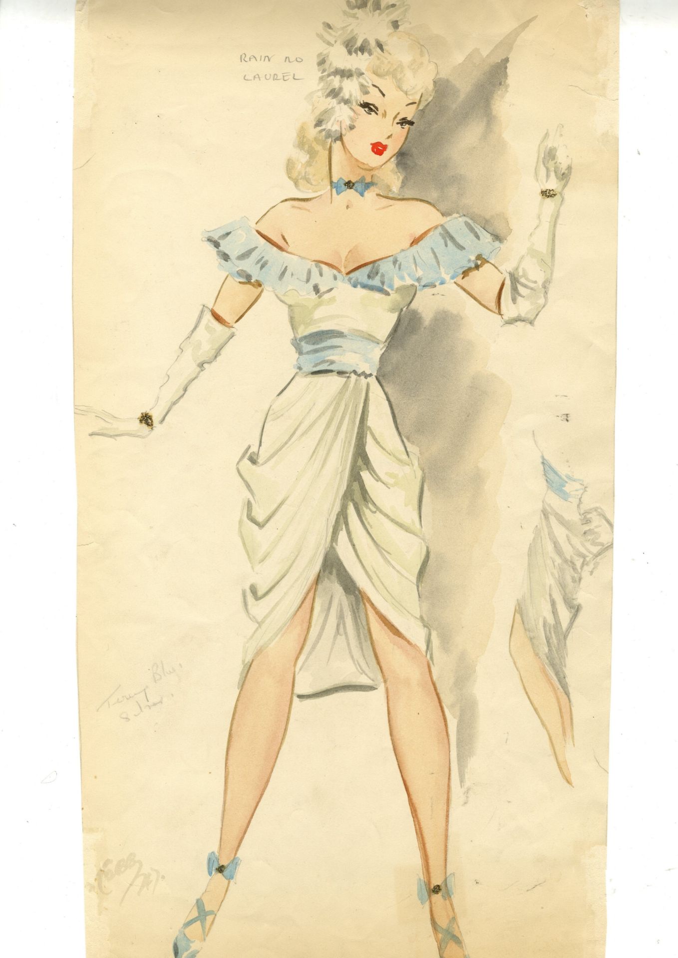 Ronald Cobb (British, 1907-1977): A large signed original costume design of a Murray's Cabaret Cl...