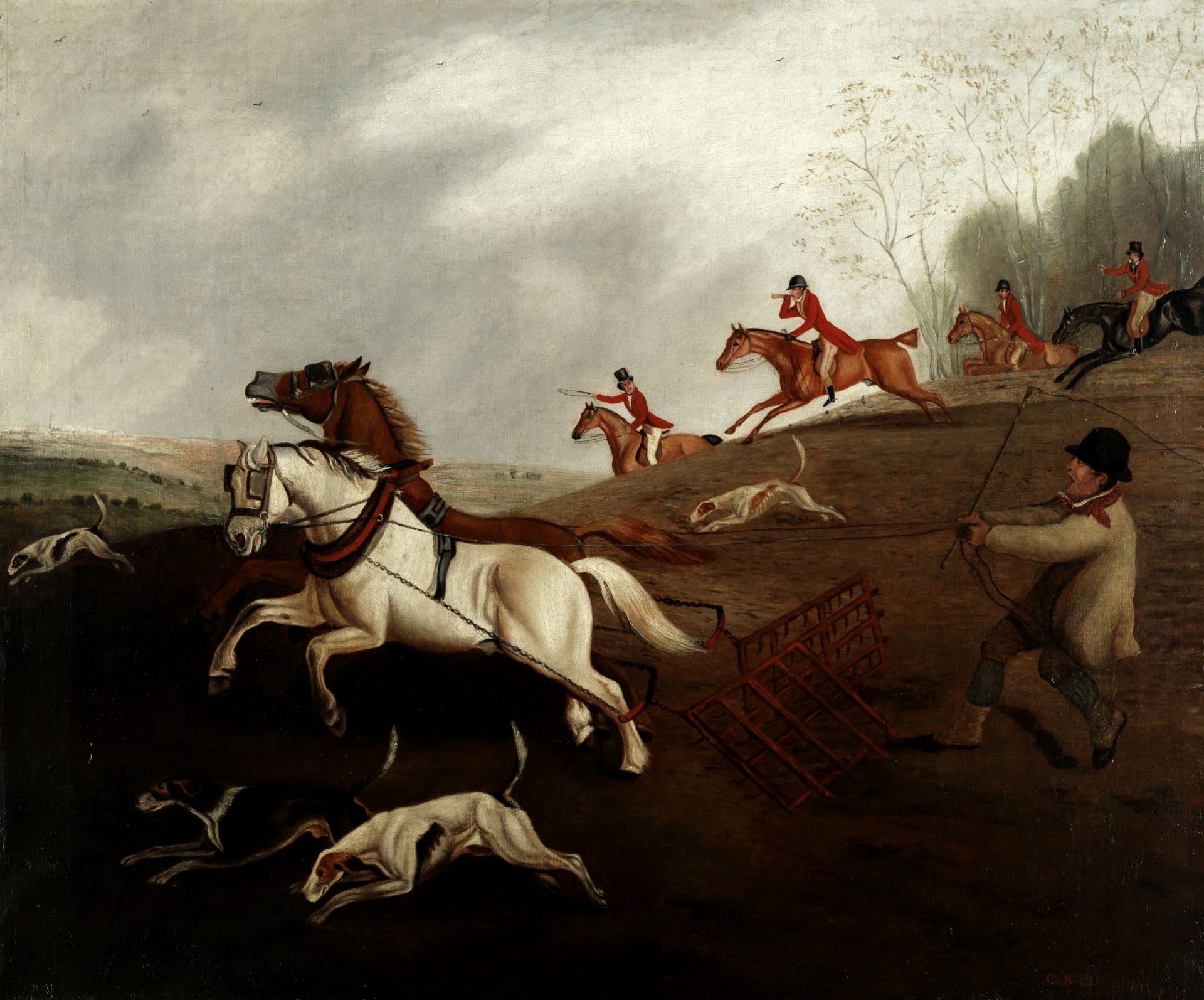 English School, 19th Century Call of the hunt