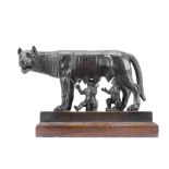 A 'Grand Tour' patinated bronze of Romulus and Remus probably first half 19th century