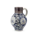 An early 18th century German Westerwald GR royal commemorative salt glazed stoneware jug