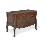 A French carved stained beech bowfront 'trousseau' coffer probably 19th century