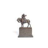Hans Guradze (German, 1861&#8211;1922): A patinated bronze equestrian figural group of a Medieval...