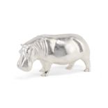 A silver model of a hippopotamus maker's mark 'J&MS', London 2020