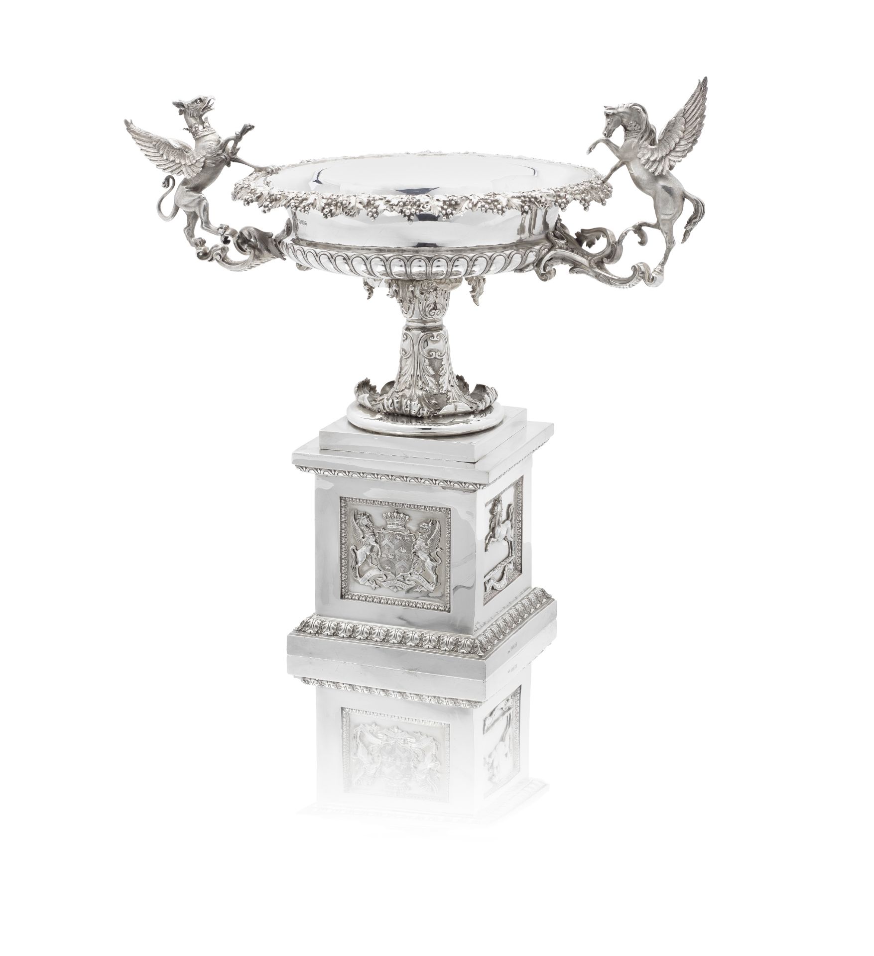 A Victorian silver presentation centrepiece and stand Paul Storr, London 1838