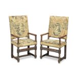 A matched pair of Franco-Flemish late 17th century walnut fauteuils (2)