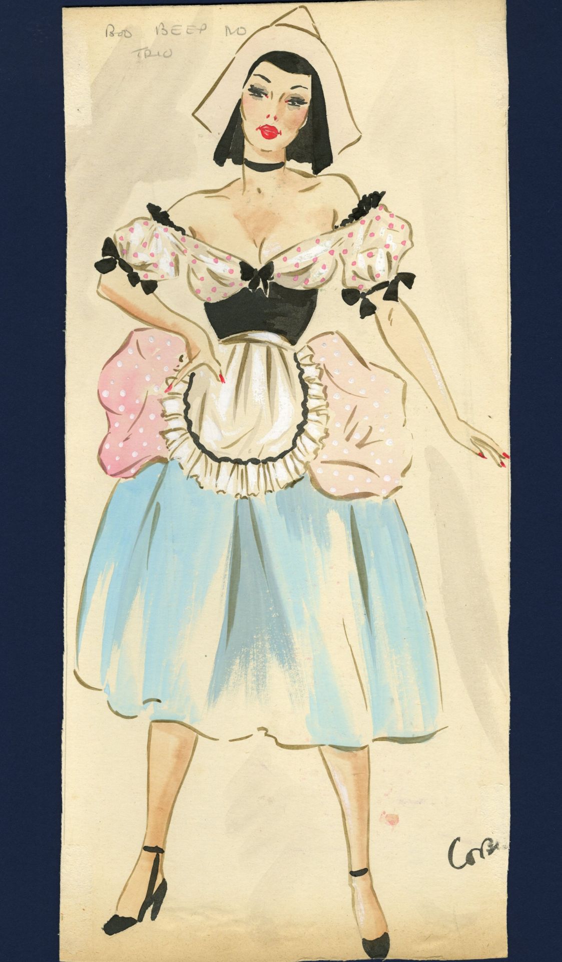 Ronald Cobb (British, 1907-1977): An original costume design for a Murray's Cabaret Club showgirl...