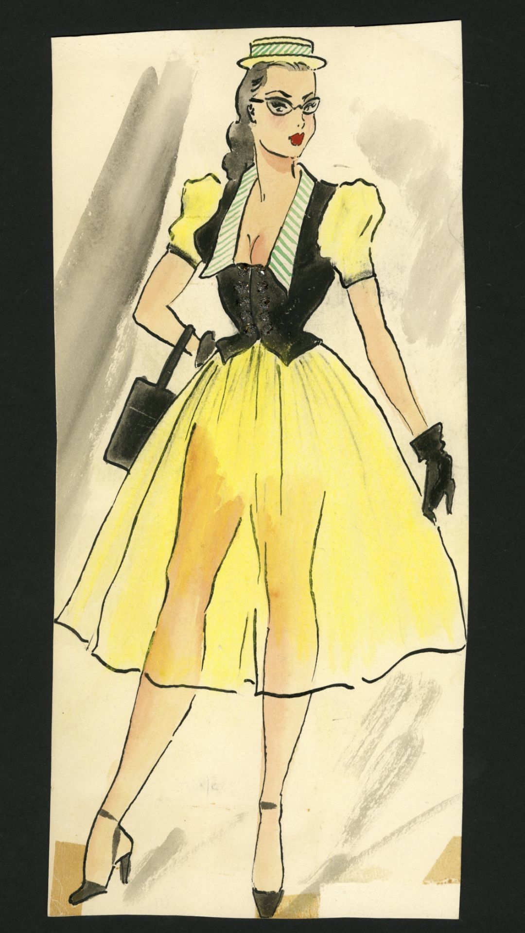 Ronald Cobb (British, 1907-1977): An original costume design for a Murray's Cabaret Club showgirl...