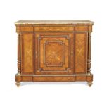 A Napoleon III gilt bronze mounted tulipwood, rosewood and marquetry hauteur d'appui or low cabinet