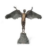 A 1930s Austrian or German patinated bronze figure of Icarus signed Furst with contemporary prese...