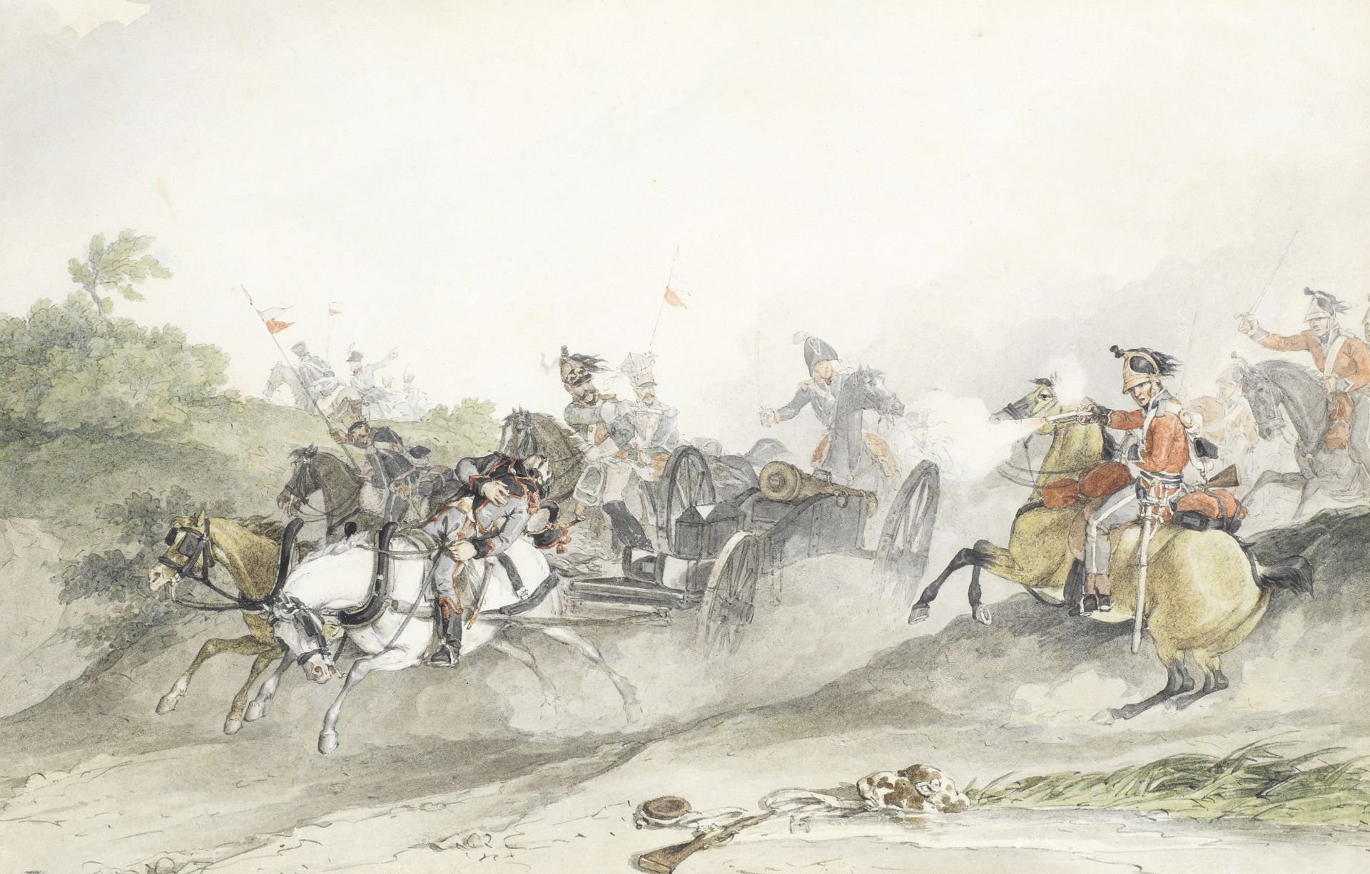 John Augustus Atkinson (British, 1775-1833) The 1st King's Dragoon Guards at Waterloo