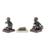 After Jean-Baptiste Pigalle (French, 1714-85): A pair of late 19th century patinated bronze figur...