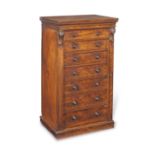 A mid Victorian mahogany Wellington chest enclosing a collection of geological specimens