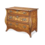 A Dutch early 19th century marquetry bombe serpentine chest