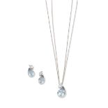 BOODLES: AQUAMARINE AND DIAMOND PENDANT AND EARRING SUITE (2)