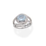 BOODLES: AQUAMARINE AND DIAMOND CLUSTER RING