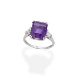 AMETHYST AND DIAMOND RING,