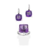 AMETHYST RING AND EARRING SUITE (2)