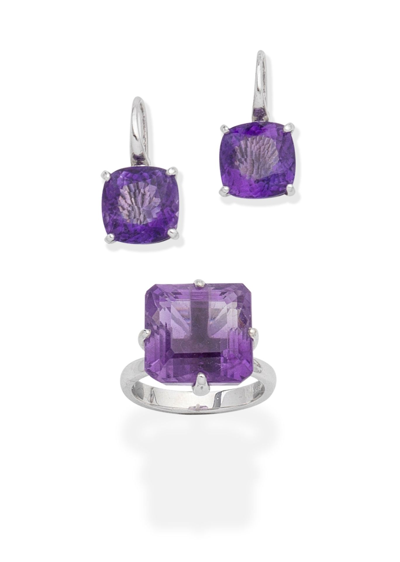 AMETHYST RING AND EARRING SUITE (2)