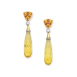 THEO FENNELL: TOPAZ AND DIAMOND PENDENT EARRINGS