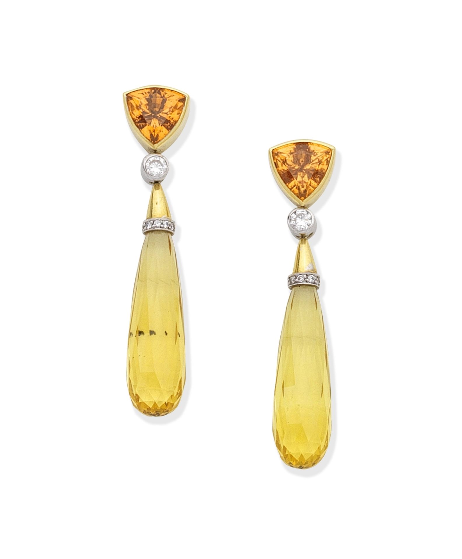 THEO FENNELL: TOPAZ AND DIAMOND PENDENT EARRINGS