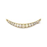 OPAL AND DIAMOND CRESCENT BROOCH,