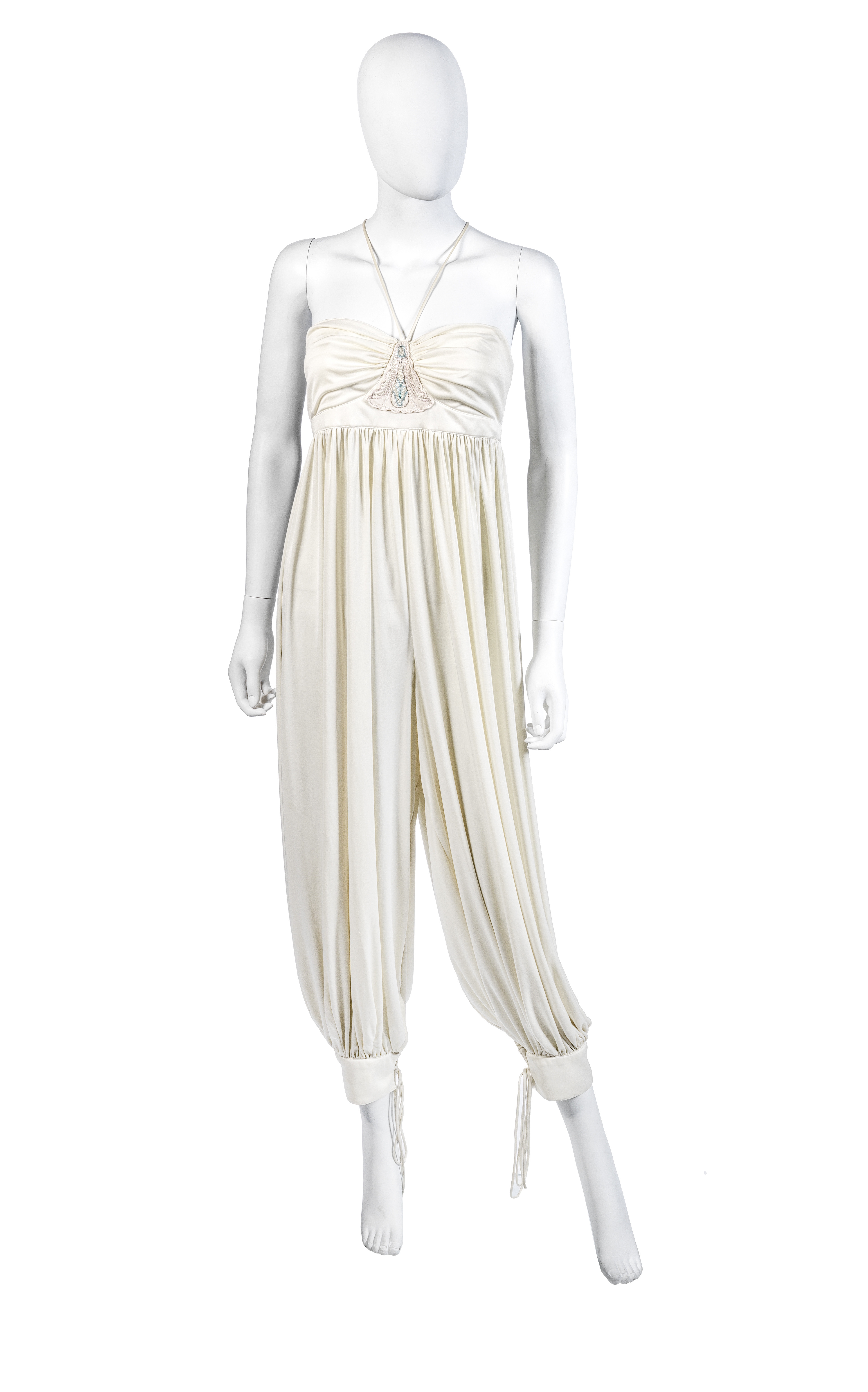 Bill Gibb Cream Nylon 'Moth' Jumpsuit, 1970s