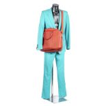 Paul Smith Men's Turquoise Two-Piece Suit and Red Leather Weekend Bag, Autumn/Winter 2017 (Inclu...