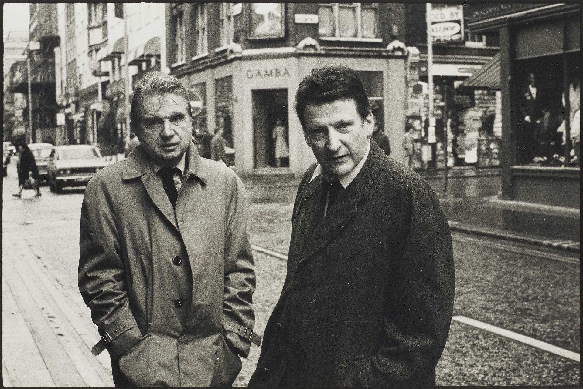 Harry Diamond (British, 1924-2009); Francis Bacon and Lucian Freud outside the 'French' pub, London;