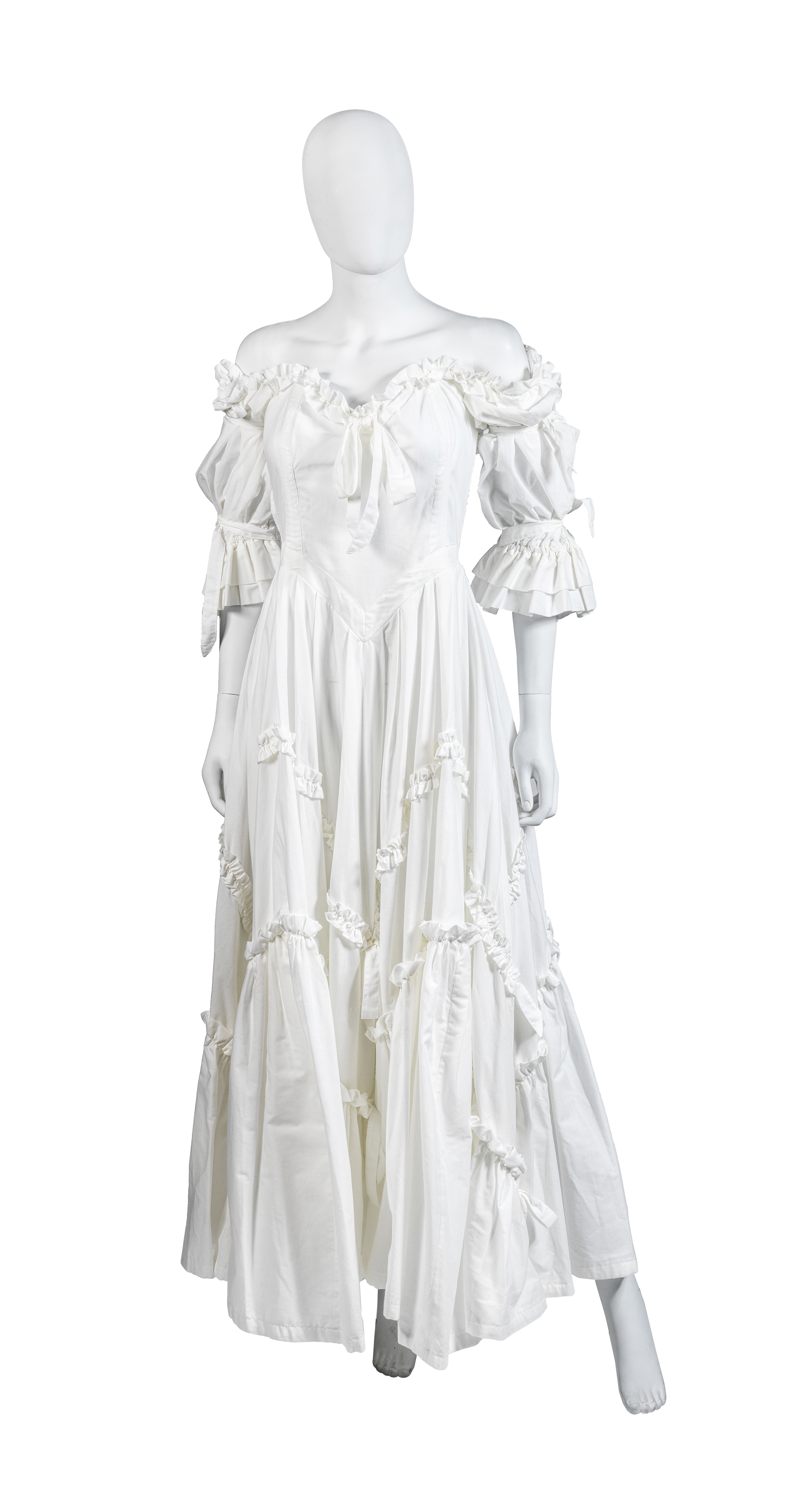 Laura Ashley White Cotton Bo Peep Dress, 1980s