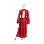 Ossie Clark Red Moss Crepe Wrap Backless Dress, 1970s