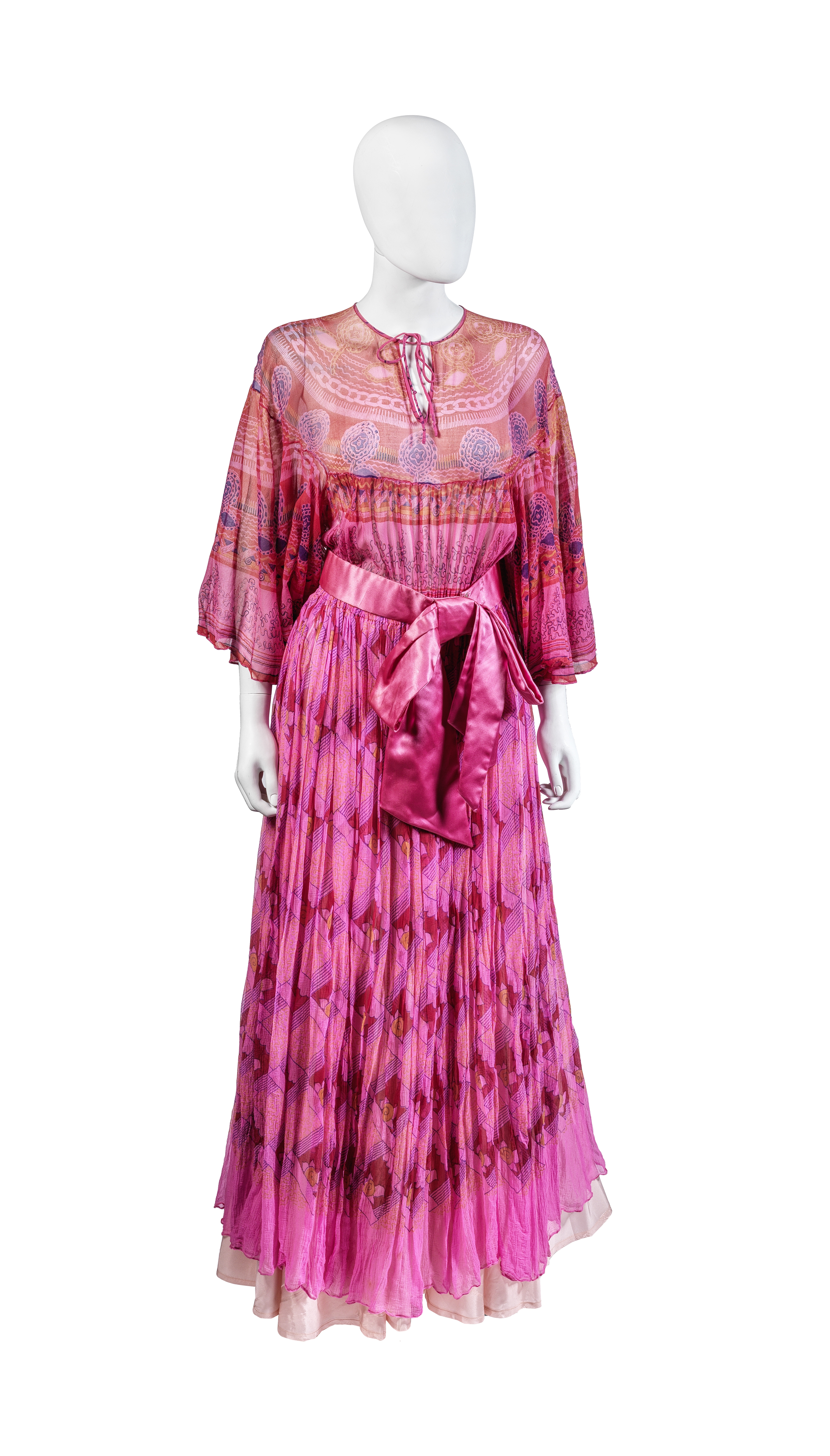 Zandra Rhodes Pink Chiffon Butterfly Dress, circa 1969