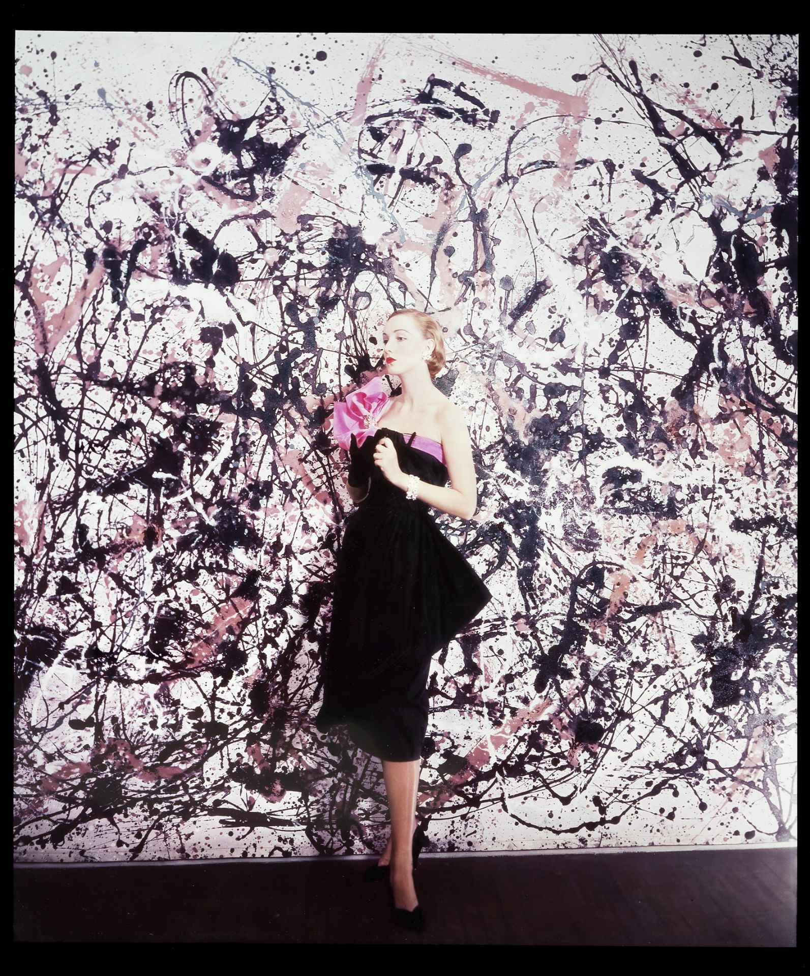 Cecil Beaton (British, 1904-1980) Fashion Study With Painting By Jackson Pollock, Vogue, 1951, pr...