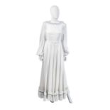 Jean Varon White Dress White Chiffon Dress, 1970s