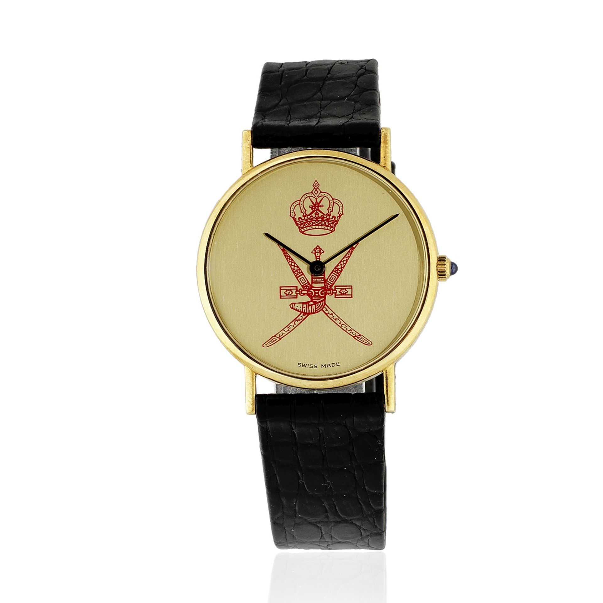 Chopard for Kutchinsky. An 18K gold quartz wristwatch with emblem of Oman Ref: 1091, Circa 1990