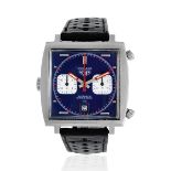 Heuer. A fine stainless steel automatic calendar chronograph square wristwatch Monaco, Ref: 1133...
