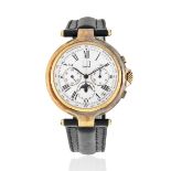 Alfred Dunhill. An 18K gold automatic triple calendar chronograph wristwatch with moon phase Ref:...