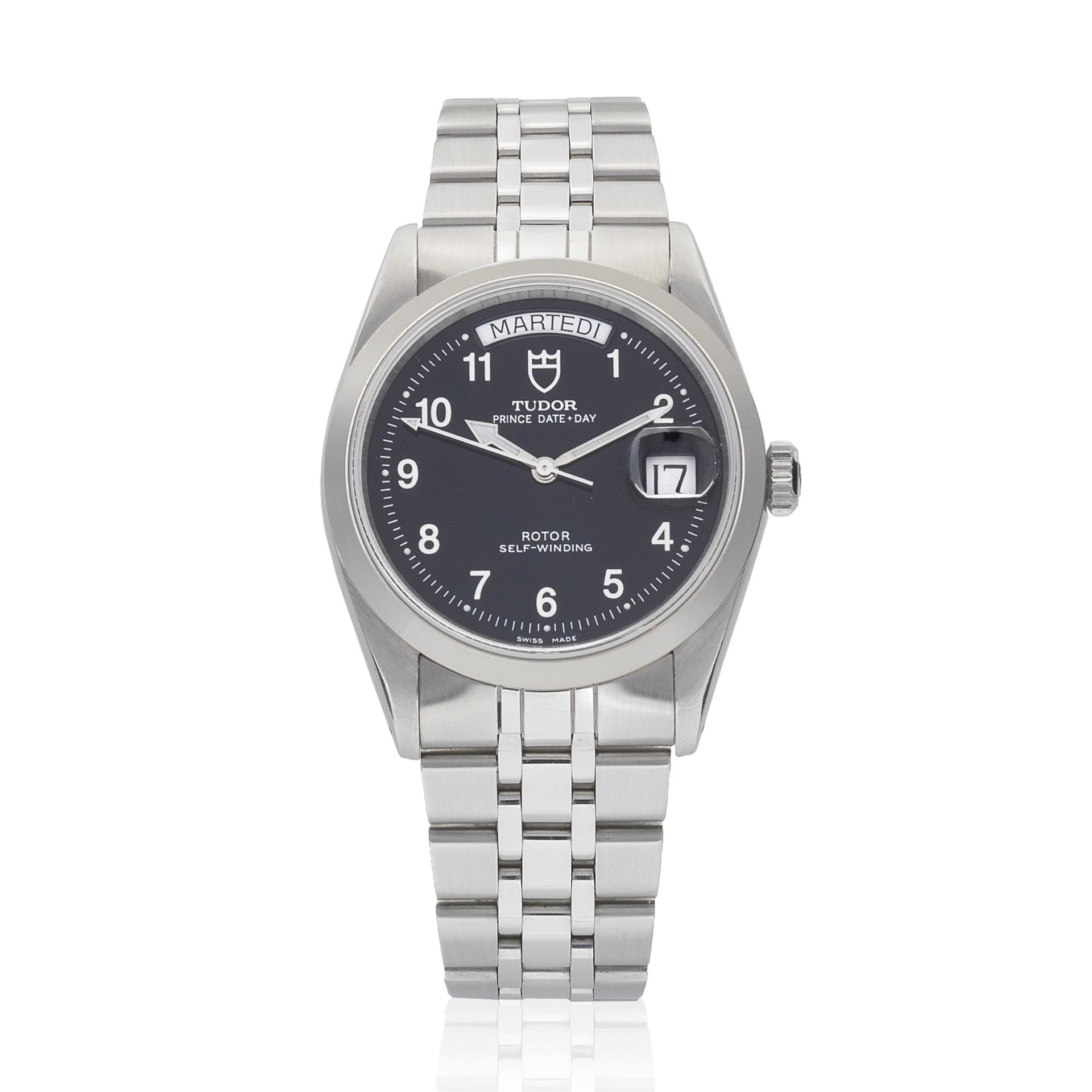 Tudor. A stainless steel automatic calendar bracelet watch Prince Date-Day, Ref: 76200, Circa 1995