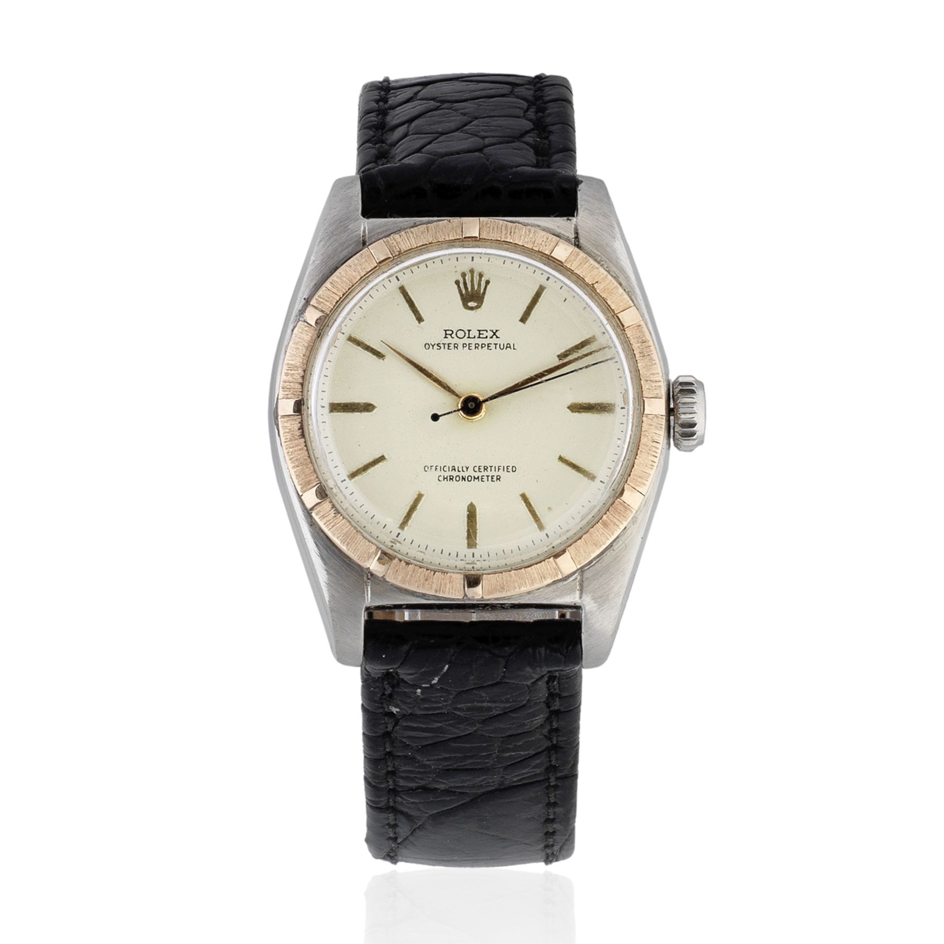 Rolex. A mid-size stainless steel and gold automatic bubbleback wristwatch Oyster Perpetual, Ref...