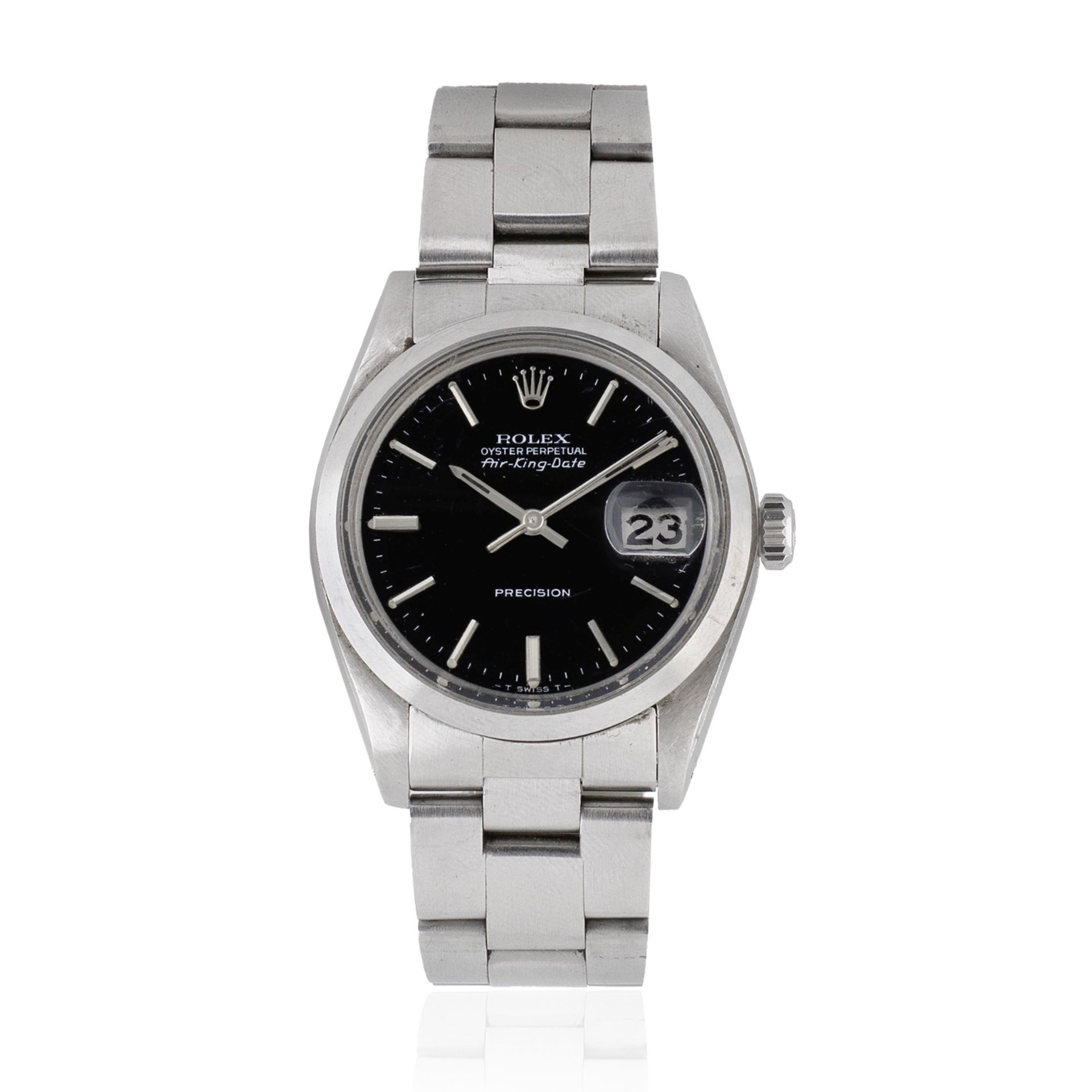 Rolex. A stainless steel automatic calendar bracelet watch Air King Date, Ref: 5700/1500, Circa ...