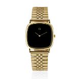 Omega. A gold plated and stainless steel quartz cushion form bracelet watch with 9K gold bracelet...