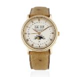 Blancpain. An 18K rose gold automatic annual triple calendar wristwatch with moon phase Villeret...