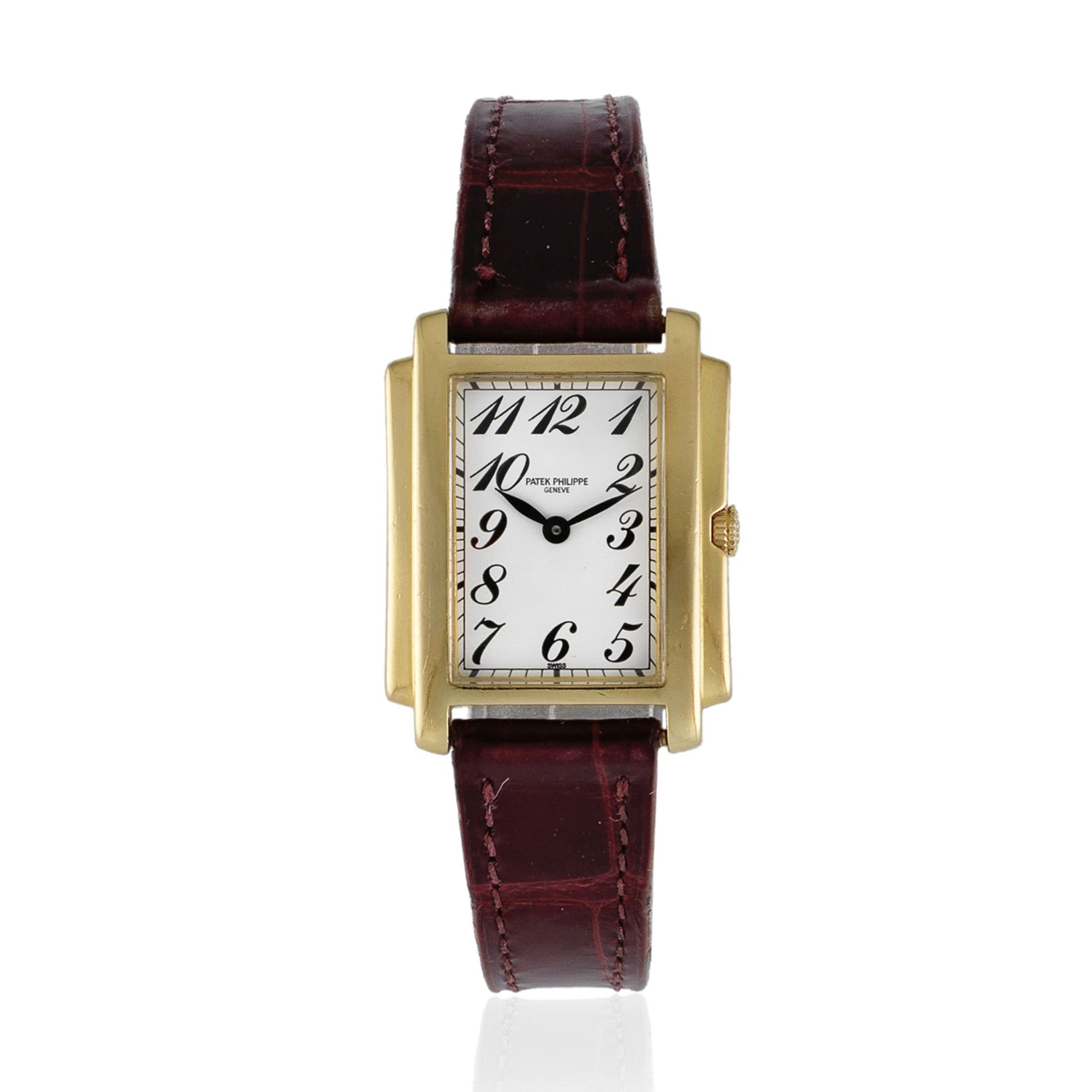 Patek Philippe. A lady's 18K gold quartz rectangular wristwatch Gondolo, Ref: 4824, Purchased 10...