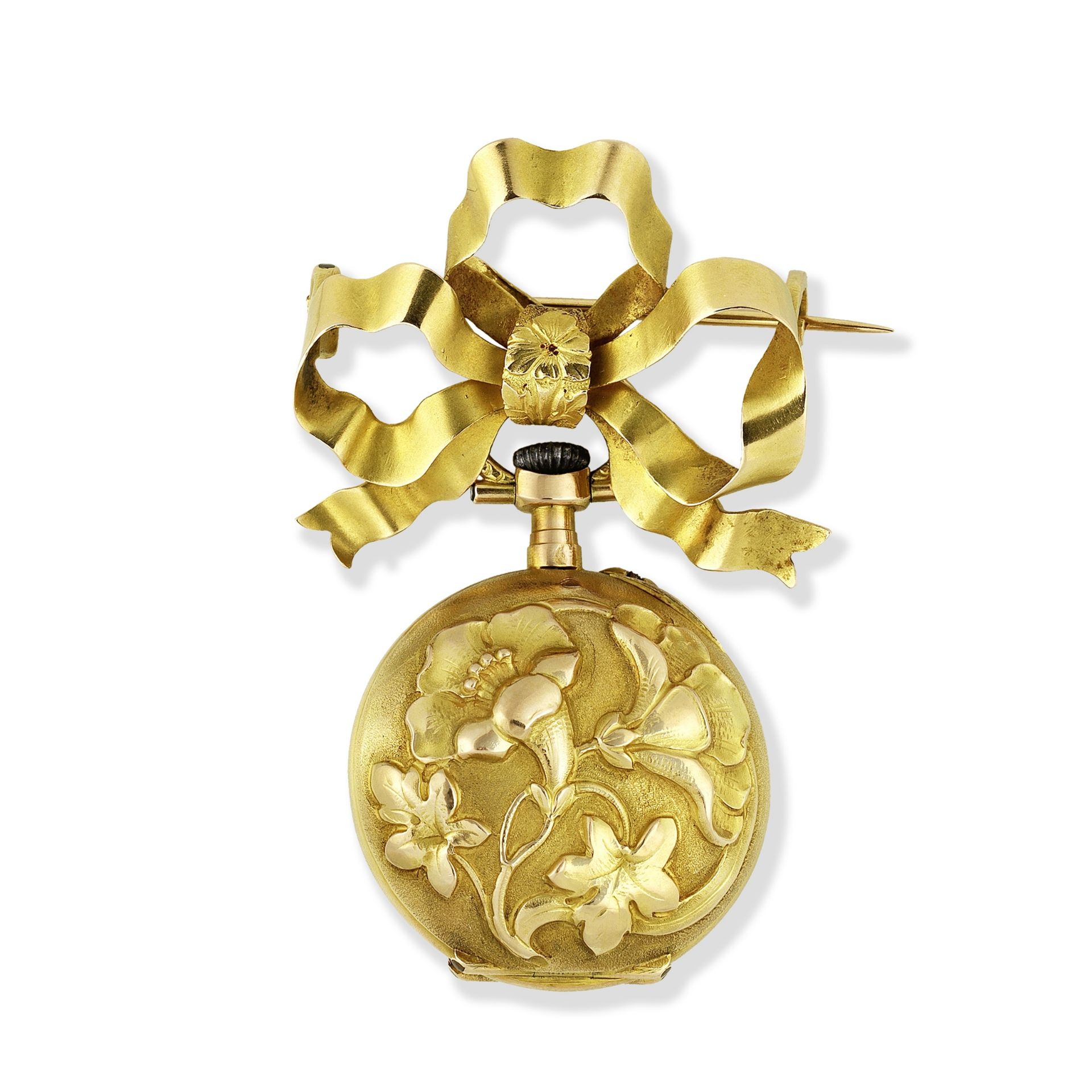 LeCoultre & Cie. A miniature continental gold keyless wind open face pocket watch Circa 1900